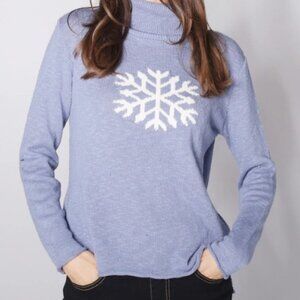Cotton Country by Parkhurst Snow Day Turtle Neck Sweater in Grey Blue - Size M